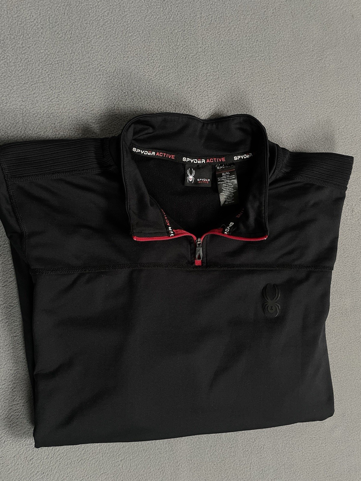 Spyder Active Pullover Shirt Mens XL Black ProWEB Quarter Zip Back Spellout gallery