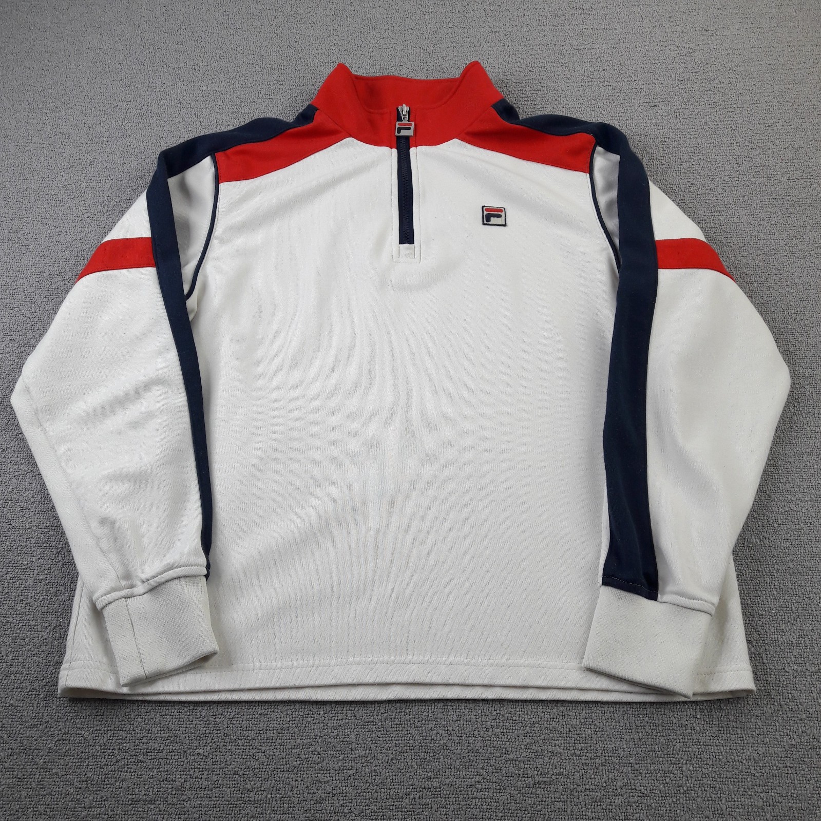 Fila Jacket Mens Small White Lane 1/4 Zip Top Pullover Adult Training Sports S gallery