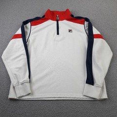 Fila Jacket Mens Small White Lane 1/4 Zip Top Pullover Adult Training Sports S
