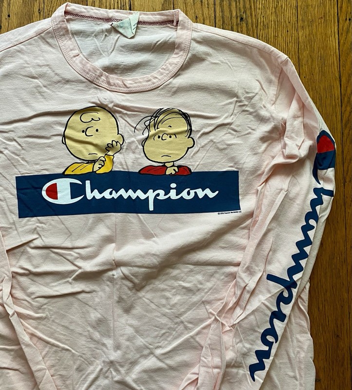 Todd Snyder X Champion X Peanuts Rare Charlie Brown Long Sleeve Shirt Sz M Pink gallery