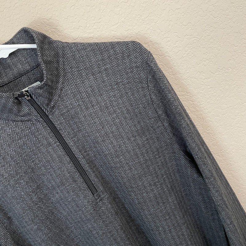 PGA Tour Men's Small Long Sleeve Quarter Zip Pullover Gray Herringbone Golf NWT gallery