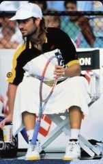 Nike Agassi 1993 Lipton Tour Yellow Nike F.I.T Challenge Court Jersey Tennis Med