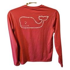 Vineyard Vines Youth M Performance Long Sleeve Crew Shirt Wine Red