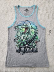 NWT Universal Orlando Jurassic World VelociCoaster Graphic Tank Top Gray Size…