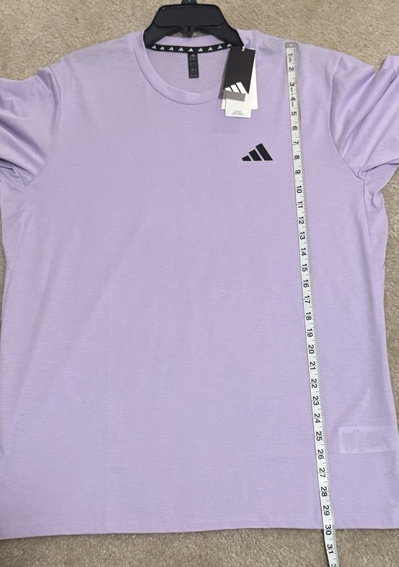 New Adidas Men's Short Sleeve Train Essentials Tee Shirt Plum Purple Logo Size L gallery