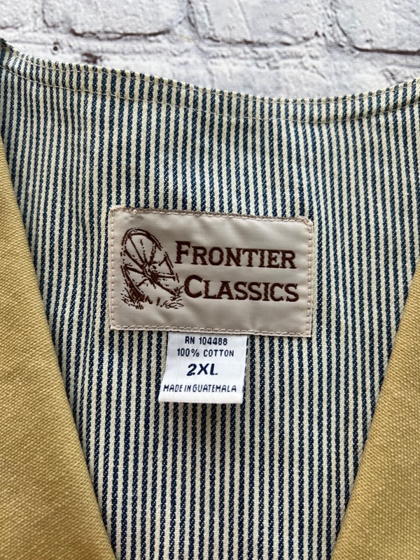 Men FRONTIER CLASSICS Cotton Canvas Western Button Hickory Stripe Lined Vest 2XL gallery