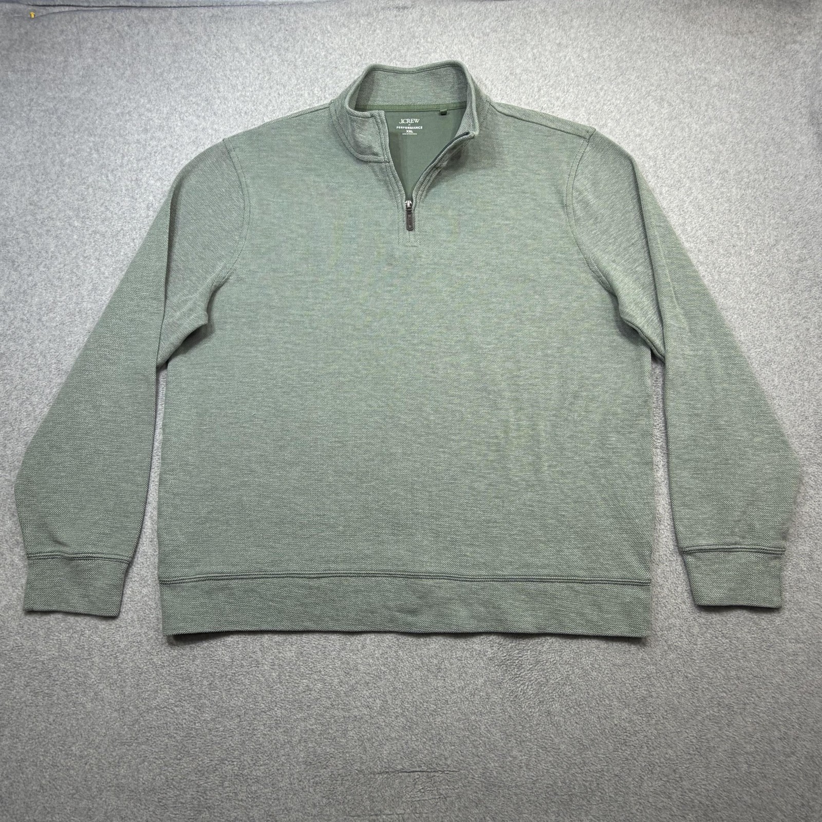 J Crew Performance Birds-Eye 1/4 Zip Pullover Men XXL Green Preppy Casual gallery