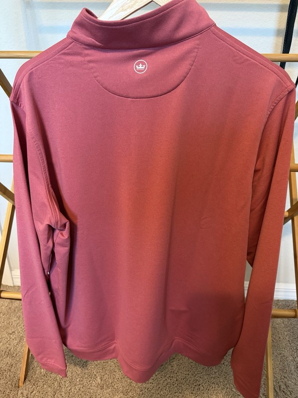 New Peter Millar Perth Performance 1/4 Zip Mens Pullover Chili Red Large gallery
