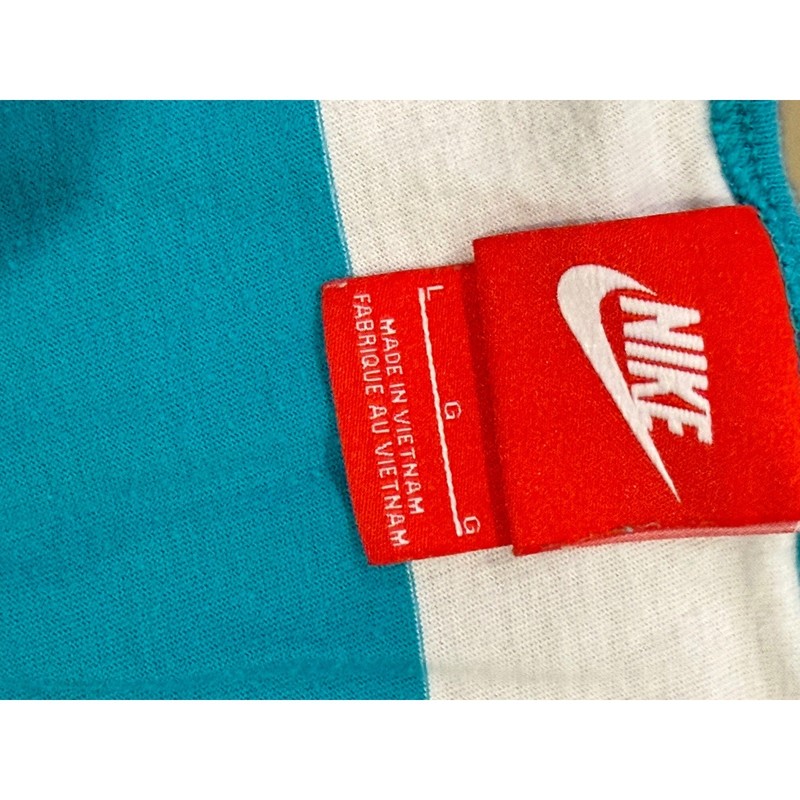 Vintage Red Tag Nike Tank Top Teal White Stripe Logo Sleeveless Mens Size L gallery
