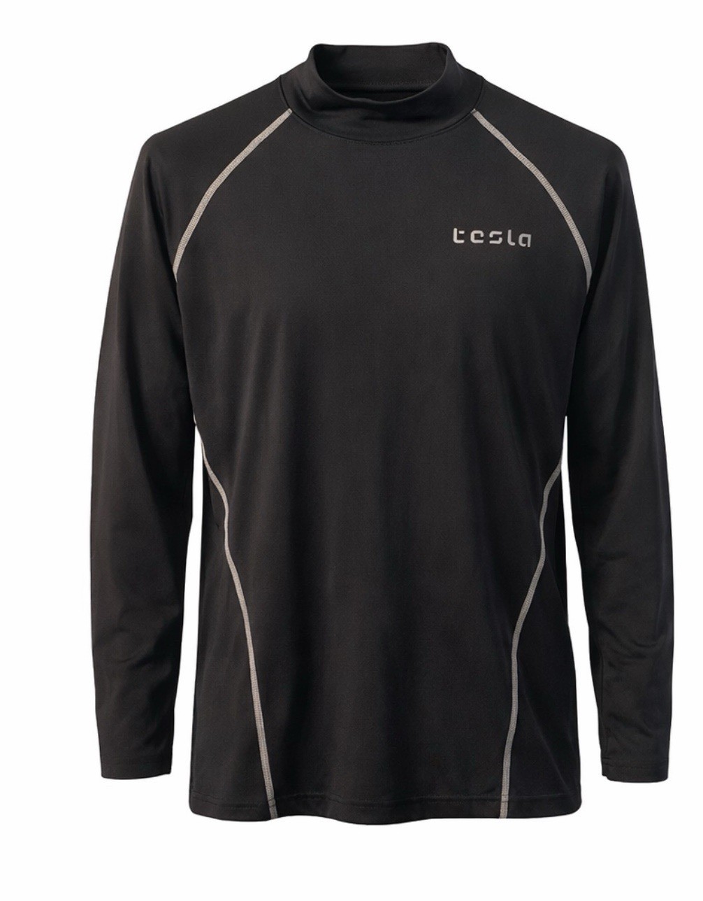 Tesla Mens XL Base Layer Compression Athletic Shirt Long Sleeve Reflective Black gallery