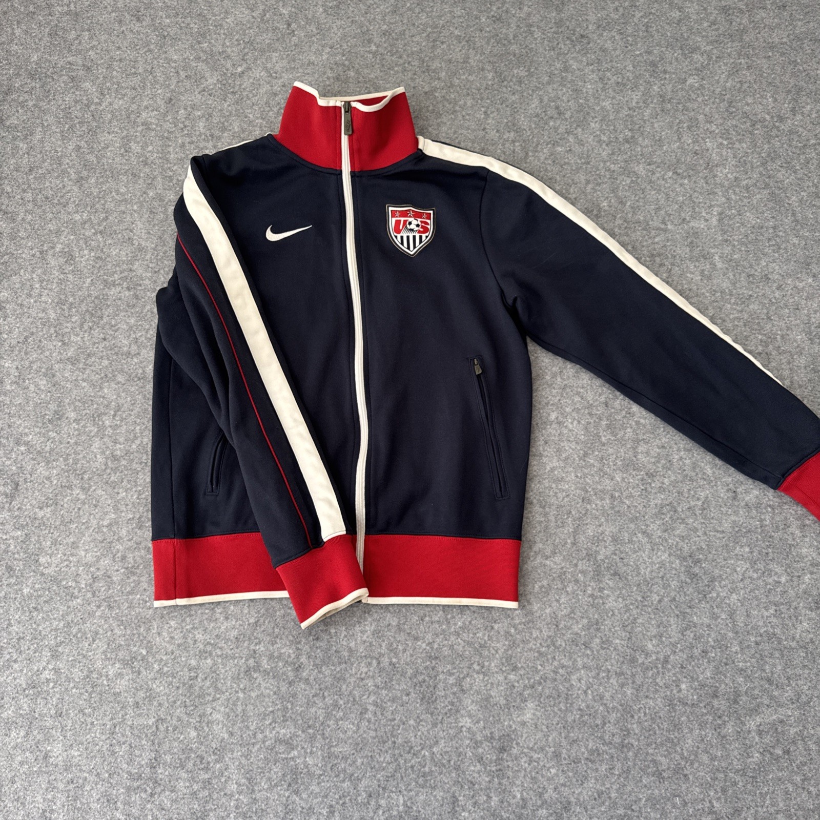 Nike Team USA Men's Small Navy Dri-FIT Soccer Training Full Zip Pullover USA gallery