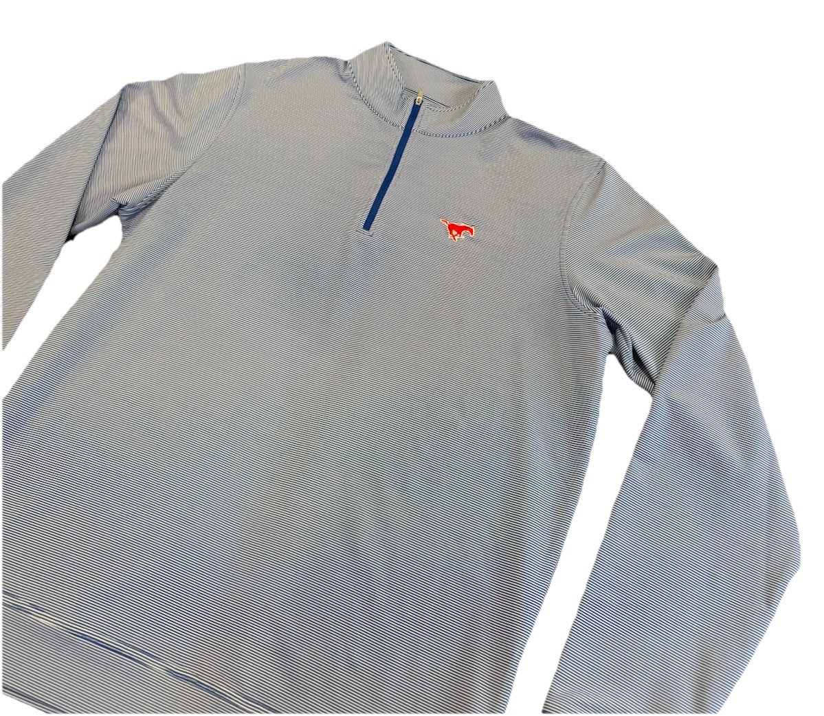 Men’s Peter Millar SMU Stripe Performance Quarter-Zip Blue And White Size Large gallery