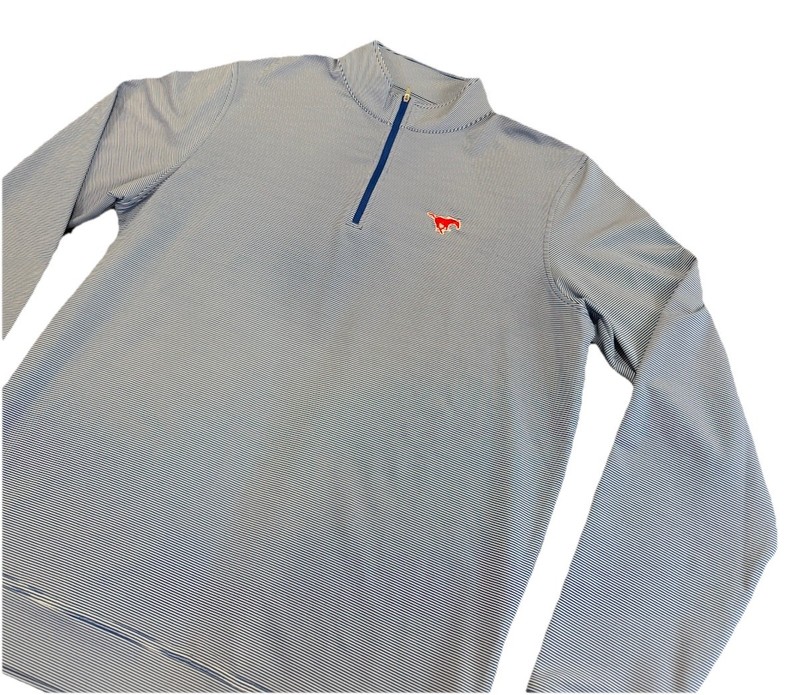 Men’s Peter Millar SMU Stripe Performance Quarter-Zip Blue And White Size Large gallery