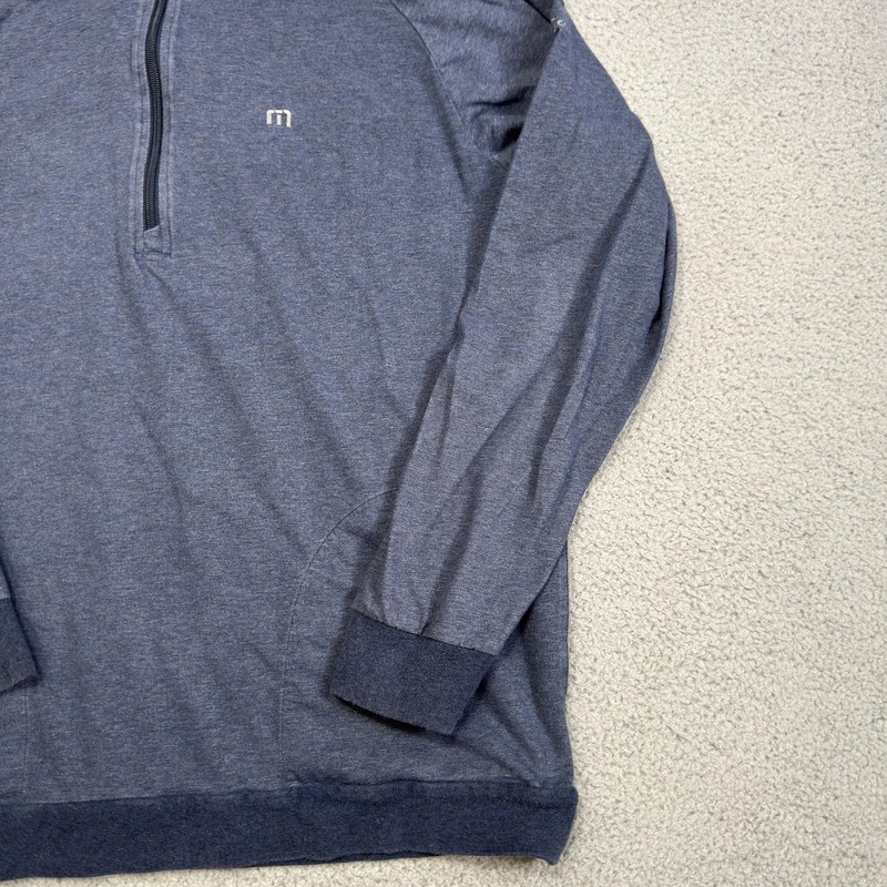 TravisMathew Pullover Mens XL Blue Quarter Zip Golf Sweatshirt Rainier G&CC gallery