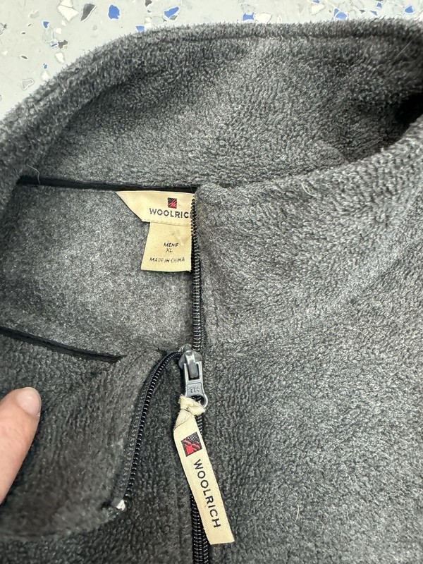Woolrich 1/4 Zip Knit Fleece Pullover Sweater Mens XL Charcoal Gray Used gallery