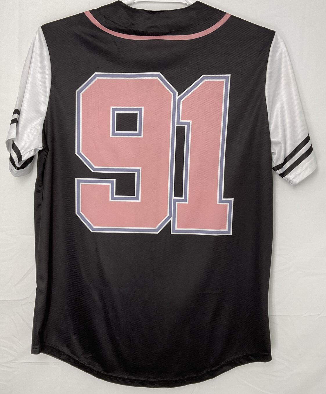 NWT Unisex Nickelodeon #91 Black & Pink Rugrats Chucky Tommy Jersey Shirt Small gallery