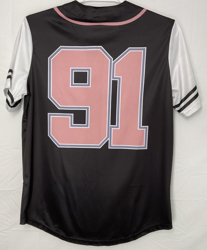 NWT Unisex Nickelodeon #91 Black & Pink Rugrats Chucky Tommy Jersey Shirt Small gallery