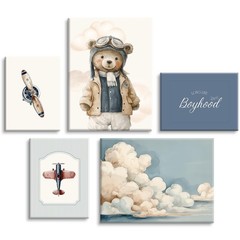 Teddy Bear Nursery Wall Art Decor Vintage Boy Room Pictures Baby Boy Nursery Can