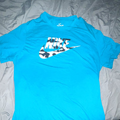 Vintage Nike Dri-FIT Men’s XL Aqua Crew Neck Short Sleeve CamoStyle Logo Tee