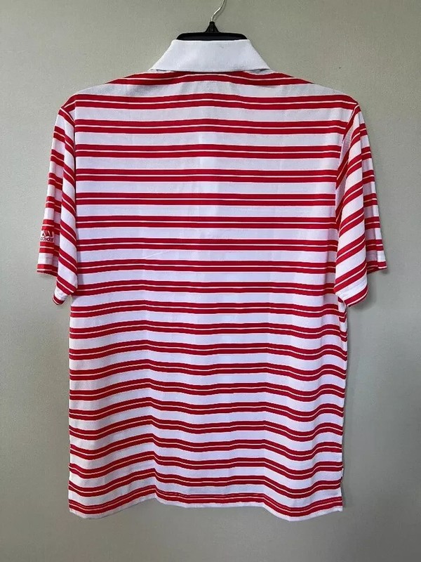 Adidas Golf Polo Collar Men Shirt Red White Stripe(SP3008F2)SIZE MEDIUM NWT $50 gallery