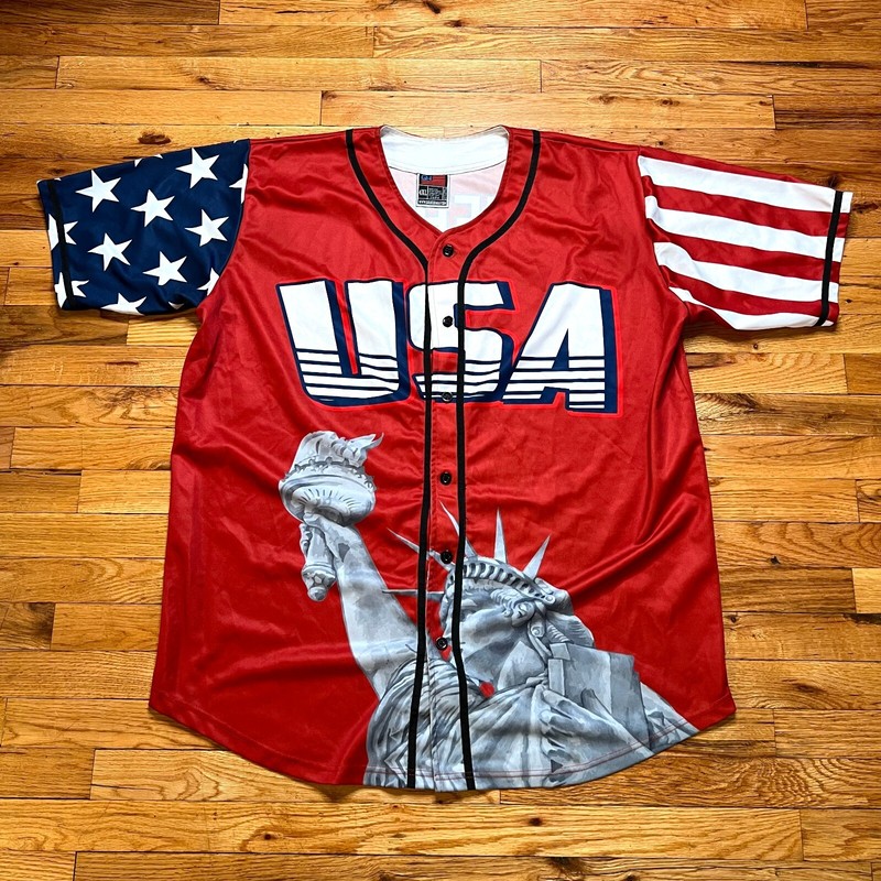 Patriotic USA Liberty Baseball Jersey America #1 Retro - Size 4XL Lightweight gallery
