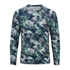 Reel Life Men’s SMALL Long Sleeve Performance Fishing Shirt Blue Tropical Leaf