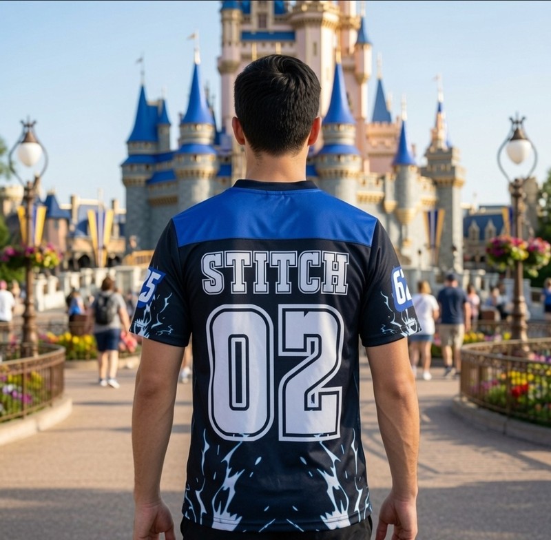 Lilo And Stitch 2 Sided Blue Graphic Jersey Size XS New Disney Vacation 🎆🏰🎆 gallery