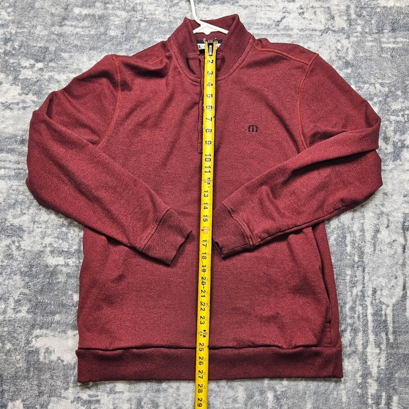 Travis Mathew Pullover Mens Large Maroon Quarter Zip Stretch Pockets Sweater gallery
