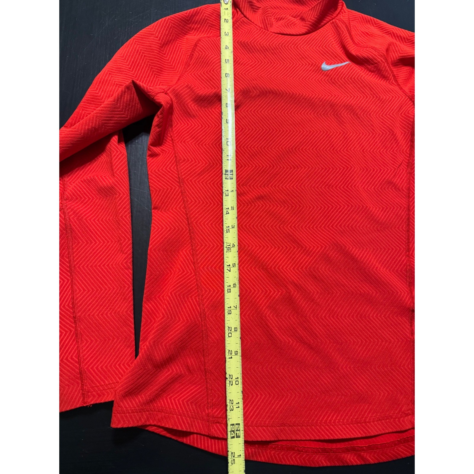 Nike Dri-FIT Mens Small Red Mock Neck Long Sleeve Chevron Training Shirt S gallery