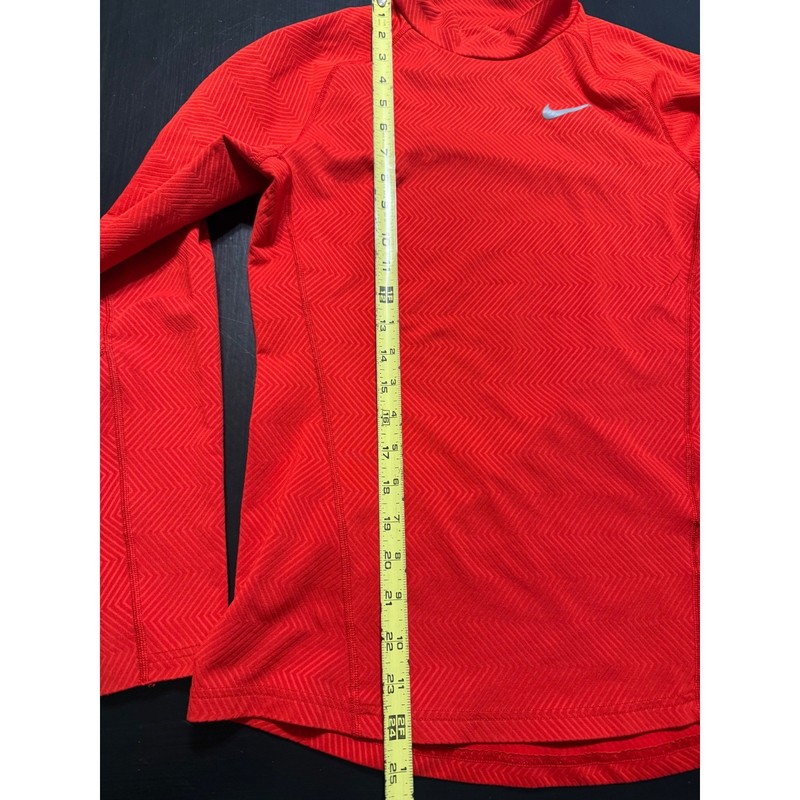 Nike Dri-FIT Mens Small Red Mock Neck Long Sleeve Chevron Training Shirt S gallery