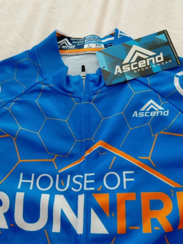 Ascend Sportswear Men's Shirt Cycling Large Style SS Blue Tusculum Touring NWT gallery