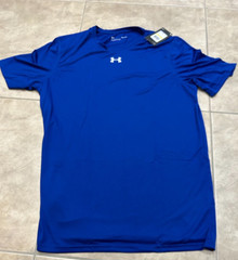 Under Armour Heat Gear Mens Short Sleeve Shirt Royal Blue Loose Fit NEW Medium