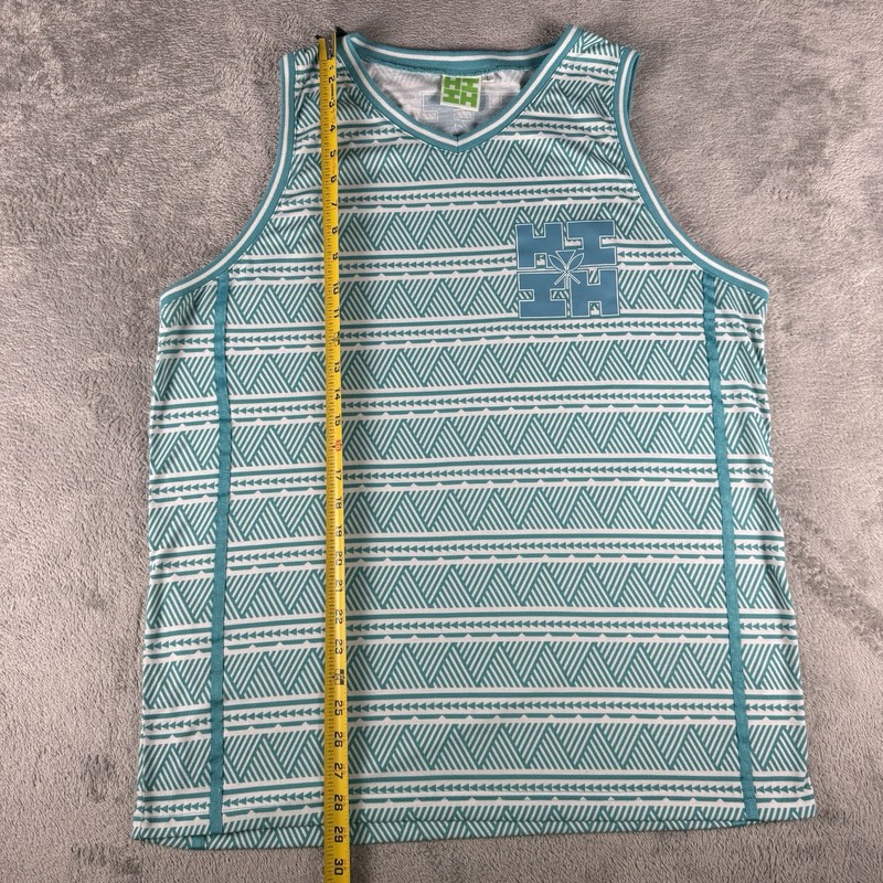 Hawaii's Finest Teal & White Tribal Men’s Large Tank Top Shirt Limited Sold Out gallery