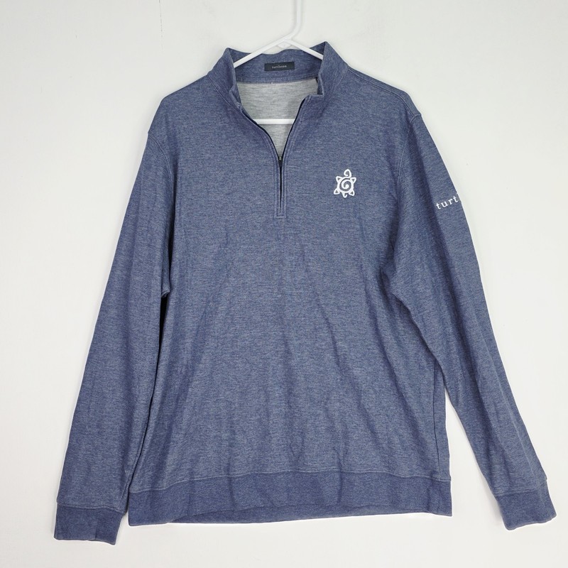 Turtleson Pullover Mens XL Blue Heathered Quarter Zip Tour Performance Golf Knit gallery