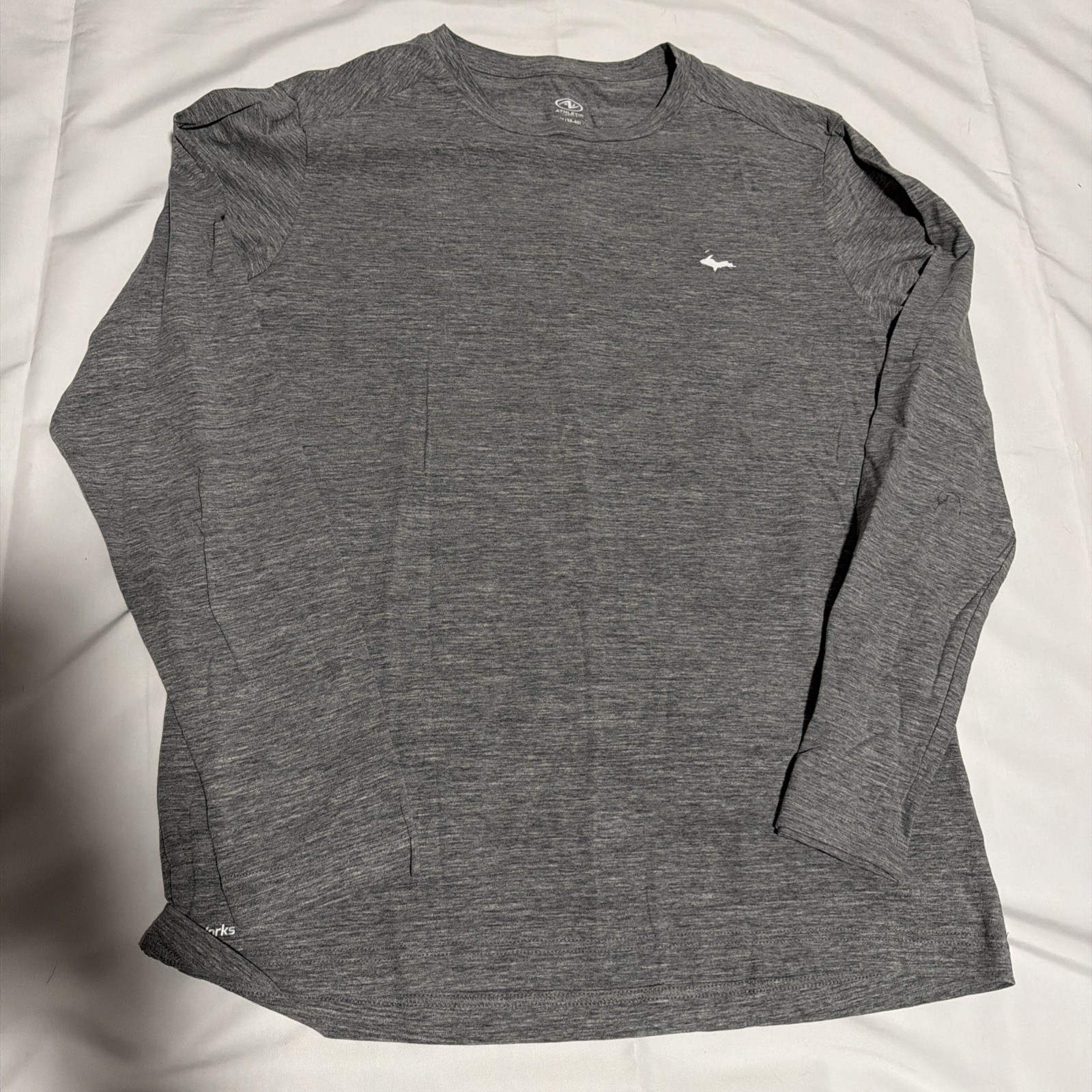 Athletic Works DriWorks Long Sleeve Gray Shirt UP Logo MI Sz S Mens New gallery