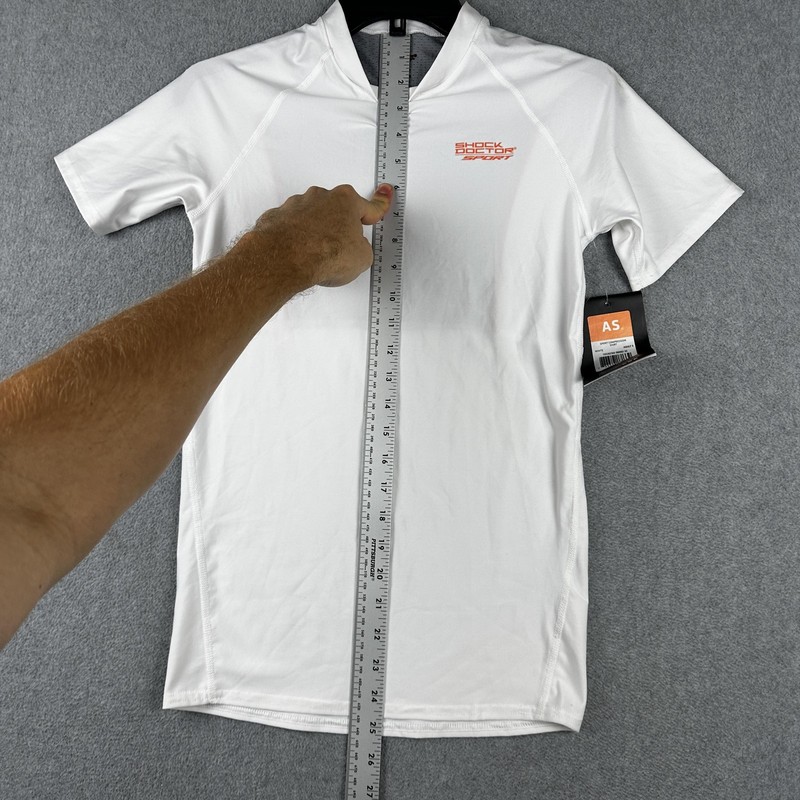 Shock Doctor Compression Shirt Mens Small White Short Sleeve Athletic SDS90760 gallery