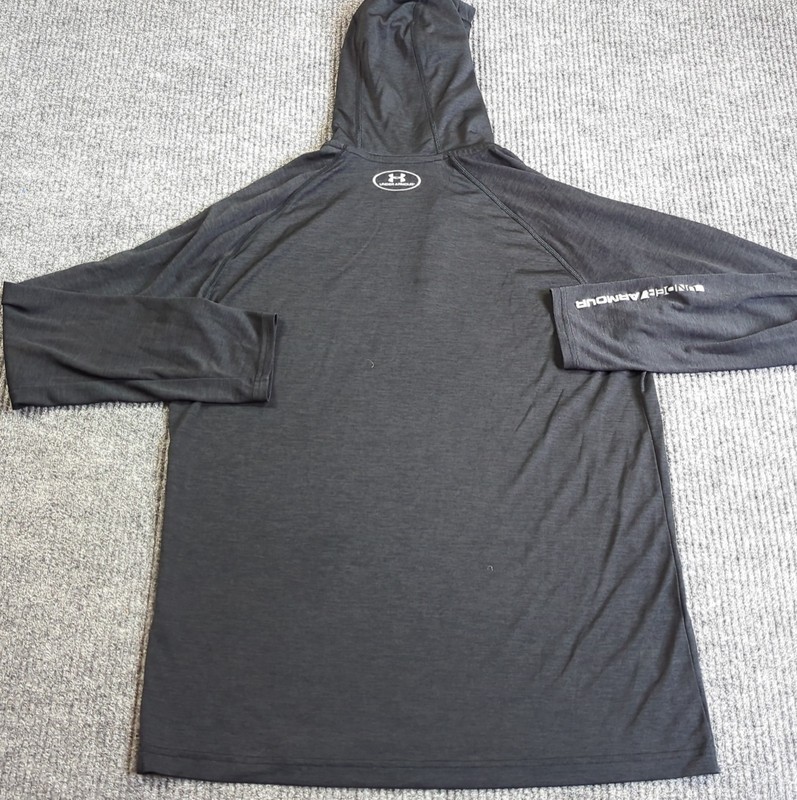 Under Armour Pullover Men Medium Gray Henley Long Sleeve Loose Hood Heat Gear gallery