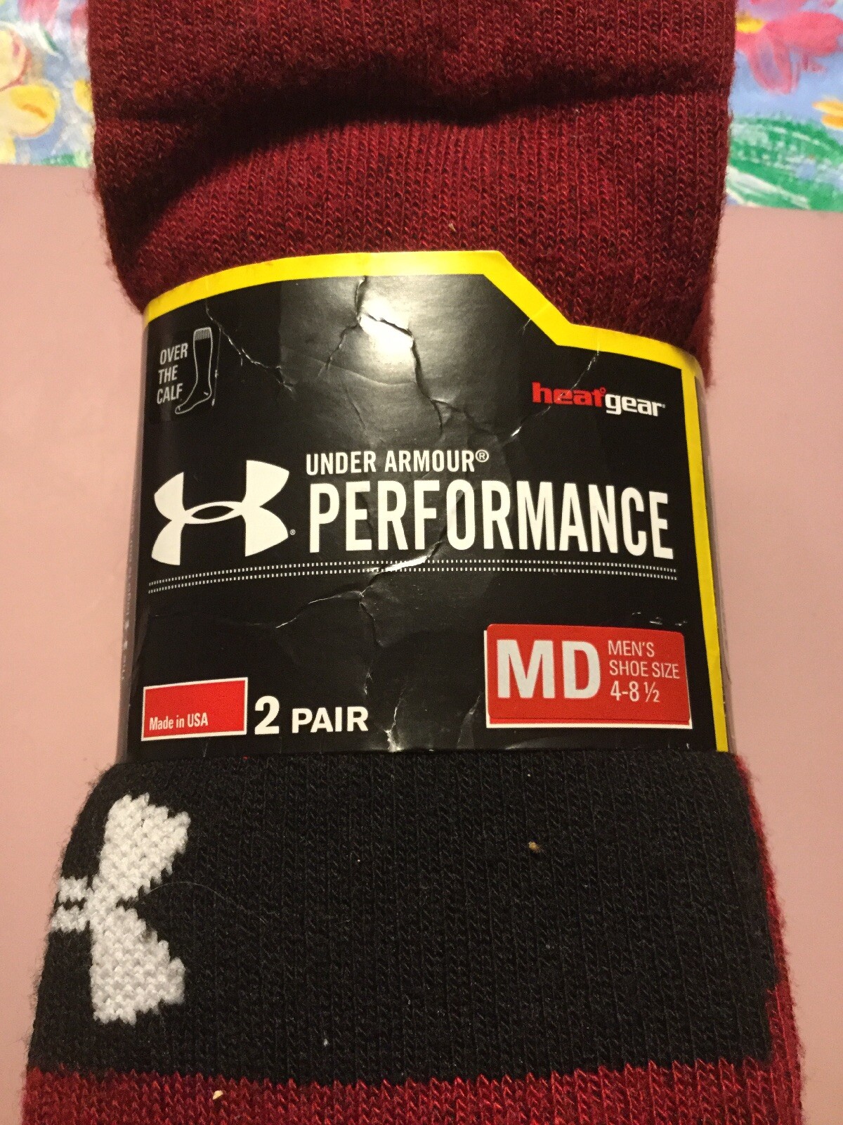 Under Armour Performance 2 Pairs Over The Calf Sock Burgundy gallery