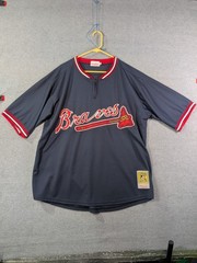 Mitchell & Ness Atlanta Braves Jersey XL Quarter Zip Cooperstown Collection MLB