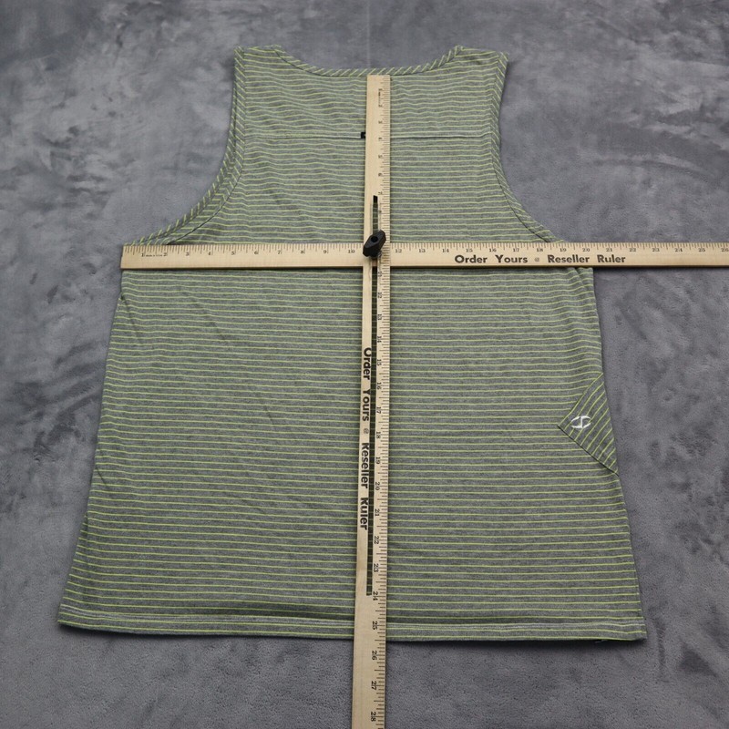 Split Shirt Mens L Green Sleeveless Round Neck Pinstripe Pocket Knit Tank Top gallery
