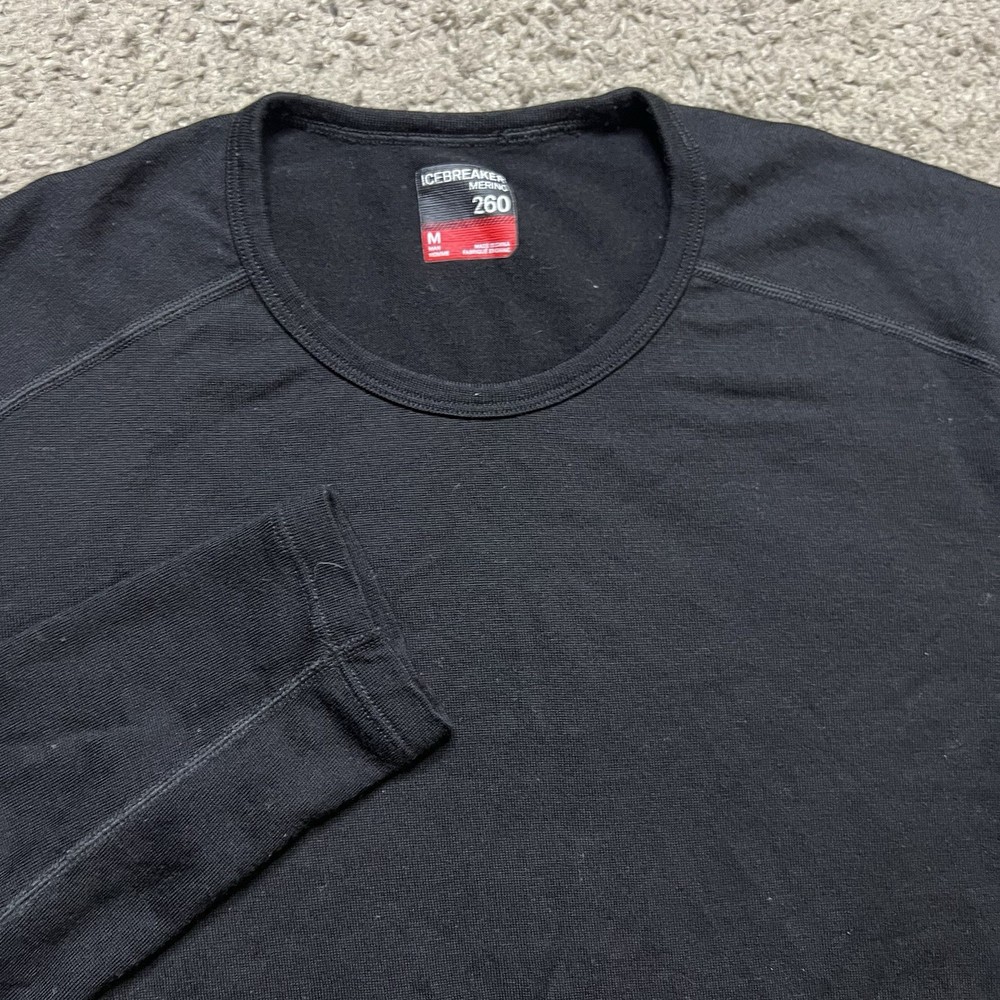 Icebreaker 260 Merino Wool Base Layer Pullover Long Sleeve L/S Sz Medium Black