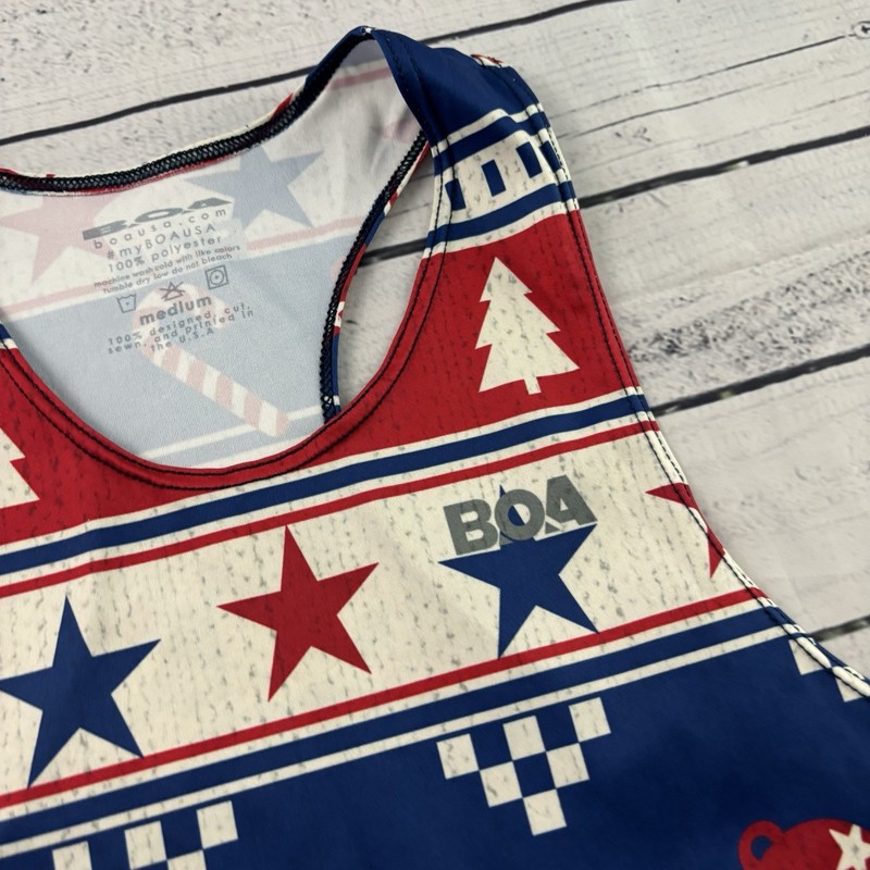 BOA Sleeveless Christmas USA Singlet Men's Medium Red White Blue gallery