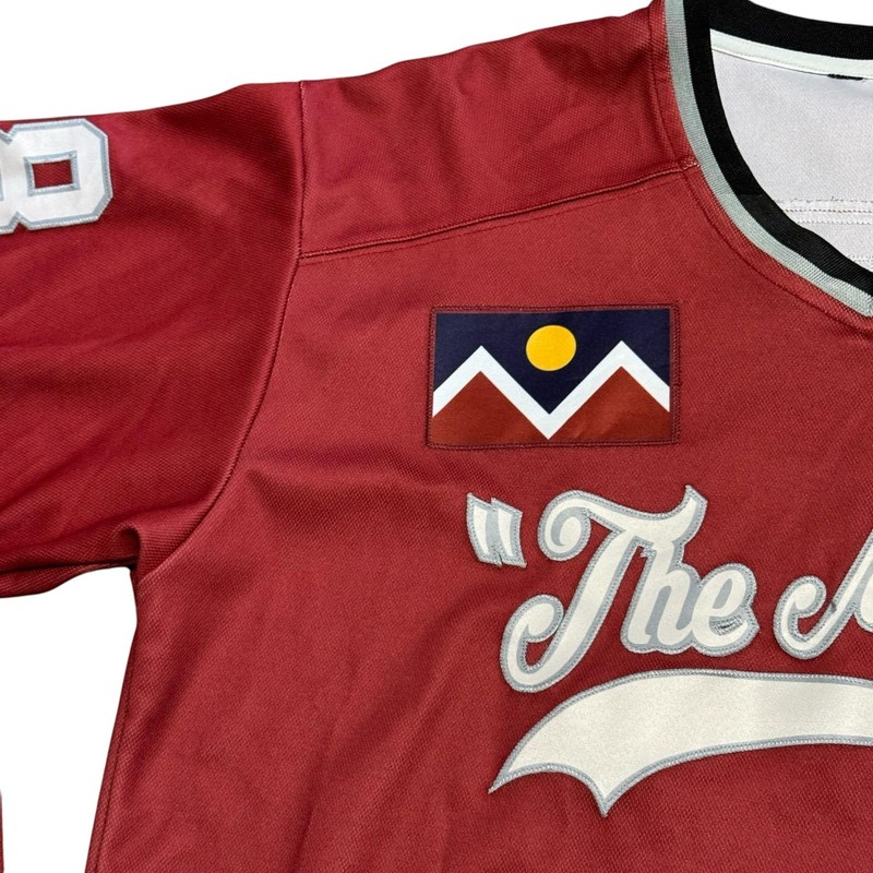The MHC Hockey Jersey Shirt Mens Large Red Front Range Born 76 Graphic Captain gallery