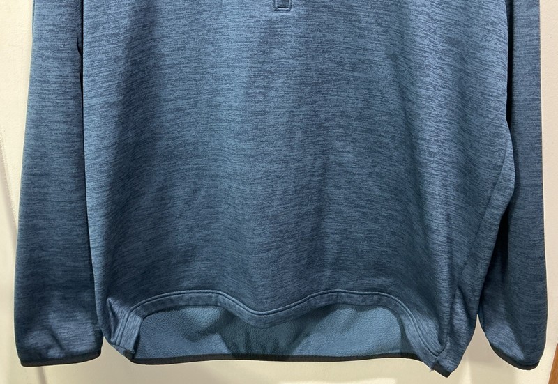 UNDER ARMOUR 1/4 Zip Pullover Mens 2XL Blue & Black Striped Loose Fit Lined UA gallery