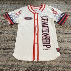 Nike Baseball Jersey Flames Championship Graphic Mens Small DV9642 SS White $85