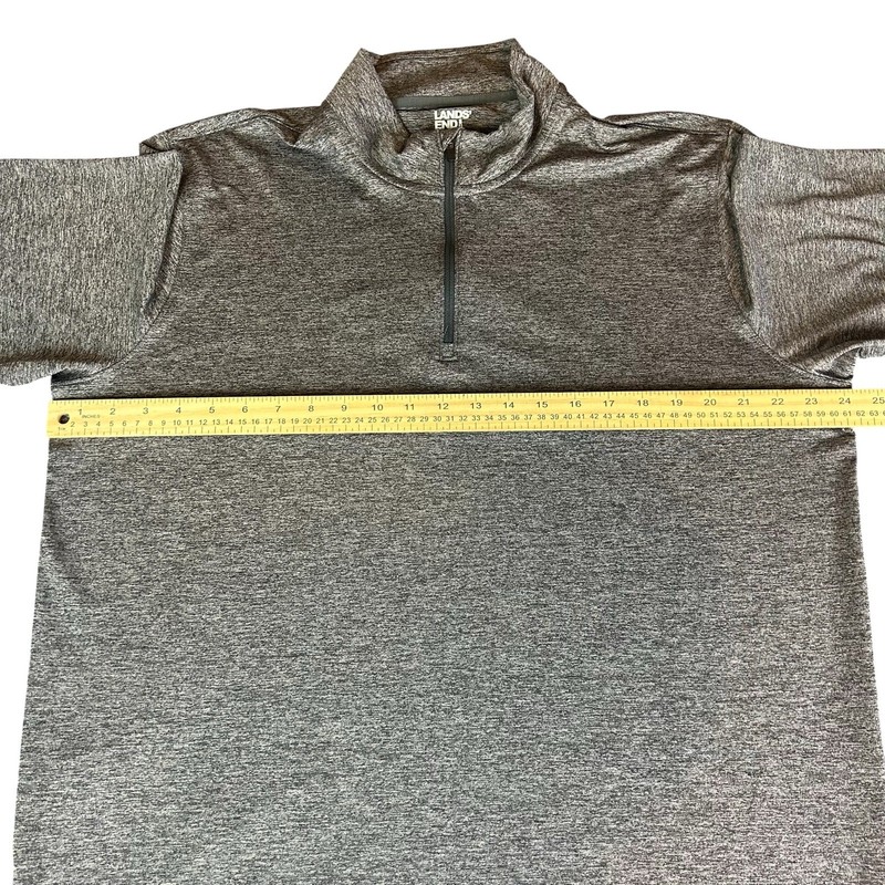 Lands End Quarter Zip Men Shirt Large Gray Heather Space Dye Athleisure Pullover gallery