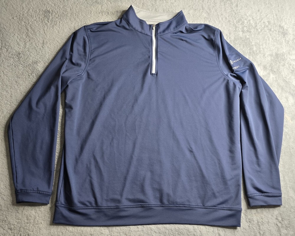 Peter Millar Perth Performance 1/4 Zip Mens XXL Blue Pullover Ford Lincoln Cars
