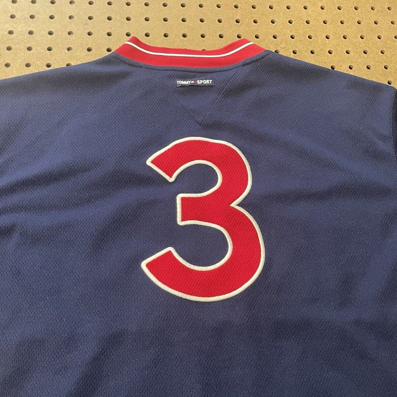 Tommy Hilfiger Sport Jeans Script Jersey Vintage Y2K Navy & Red Size XL Men RARE gallery