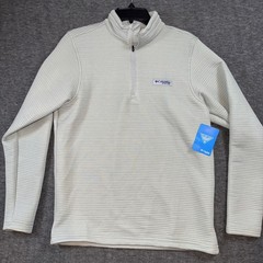 Columbia PFG Mens Bonefish Quarter Zip Ribbed Pullover Cool Grey Sz S NEW