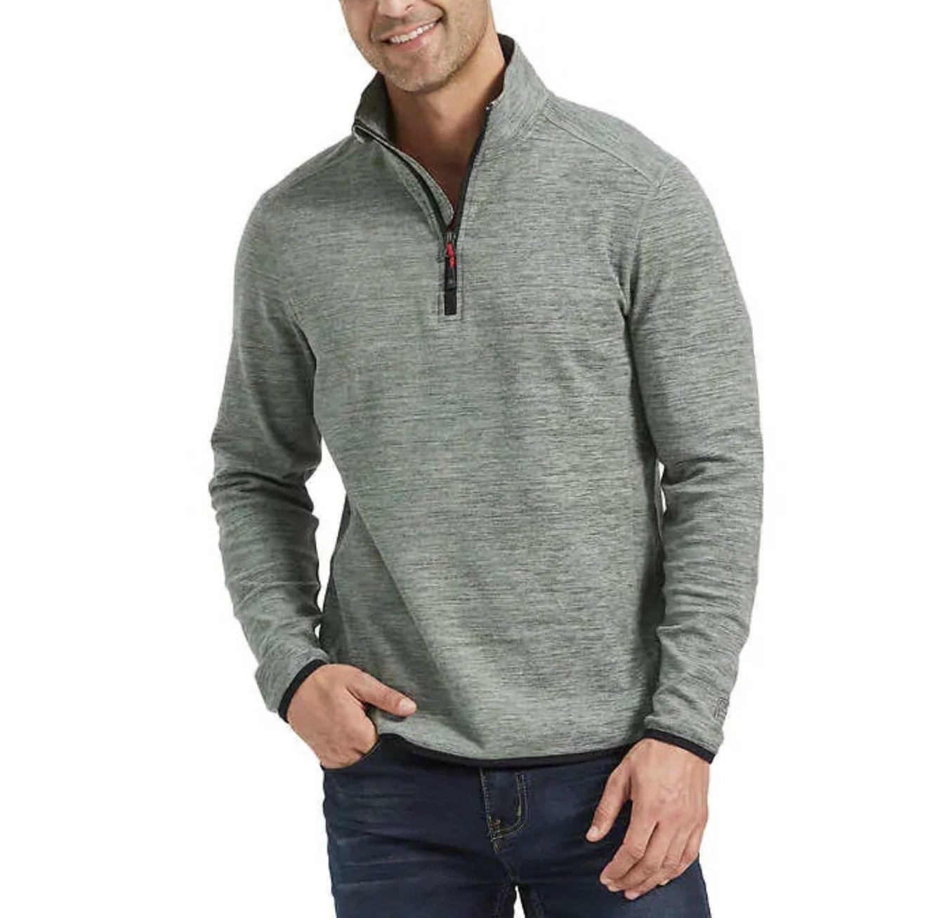 Avalanche Men's Quarter Zip Top Pullover Size XL NWOT GREY / OLIVE gallery